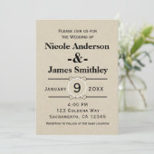Rustic Brown Kraft Paper Minimalistisch Wedding Einladung (Stehend Vorderseite)