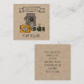 Rustic Brown Kraft Vintage Cameras Quadratische Visitenkarte (Vorne/Hinten)