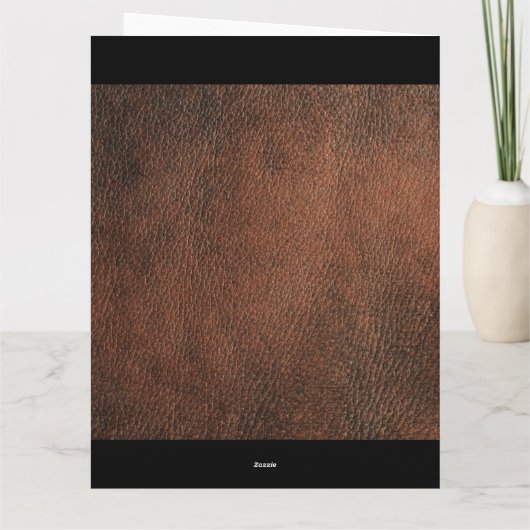 Rustic Brown Leather Happy Birthday Grandpa Photo Karte (Rückseite)