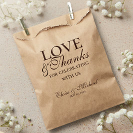 Rustic Brown Love and Thanks Wedding  Geschenktütchen
