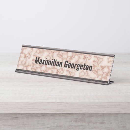 Rustic Brown Marmor für ihn Schreibtischnamensplakette (Vorderseite )