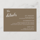 Rustic Brown Minimalistisch Script Calligraphy Wed Begleitkarte (Vorderseite)