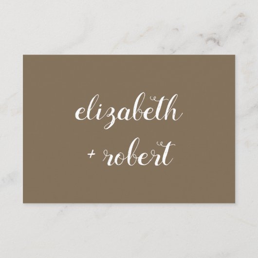 Rustic Brown Minimalistisch Script Calligraphy Wed Begleitkarte (Rückseite)