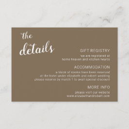 Rustic Brown Minimalistisch Script Calligraphy Wed Begleitkarte