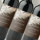 Rustic Brown Pampas & Floral Wedding  Weinetikett