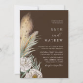 Rustic Brown Pampass Grass & Floral Wedding Einladung (Vorderseite)