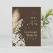 Rustic Brown Pampass Grass & Floral Wedding Einladung (Stehend Vorderseite)