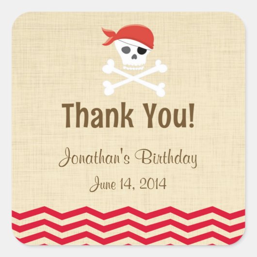 Rustic Brown Pirate Birthday Stickers (Vorderseite)