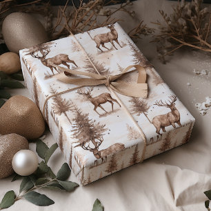 Rustic Brown Reindeer Christmas Geschenkpapier