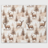 Rustic Brown Reindeer Christmas Geschenkpapier (Flach)