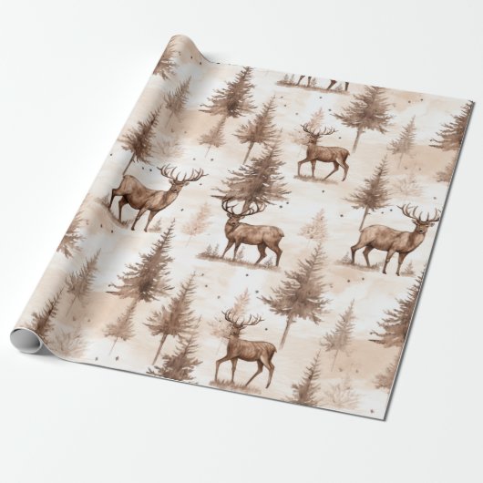 Rustic Brown Reindeer Christmas Geschenkpapier (Ungerollt)