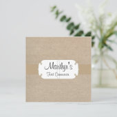 Rustic Brown Sand und Beige Burlap Erste Kommune Einladung (Stehend Vorderseite)