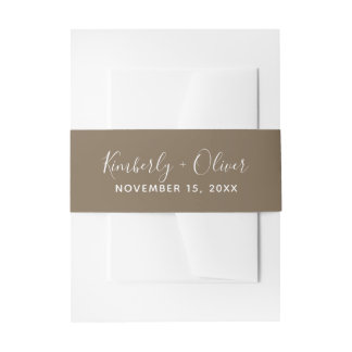 Rustic Brown Simple Calligraphy Wedding Einladungsbanderole