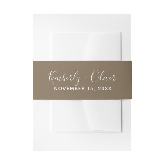 Rustic Brown Simple Calligraphy Wedding Einladungsbanderole (Vorderseite Beispiel)