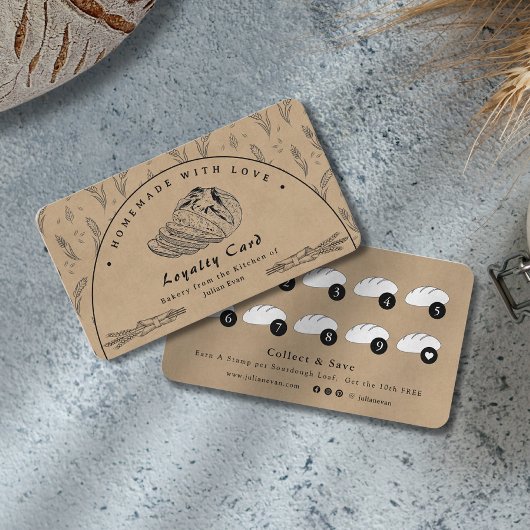 Rustic Brown Sourdough Bakery Loyalty Card Visitenkarte