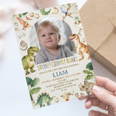 Rustic Brown Stomp Chomp Roar Dinosaur Birthday Einladung