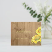 Rustic Brown Sunflower Wedding Vielen Dank Dankeskarte (Stehend Vorderseite)