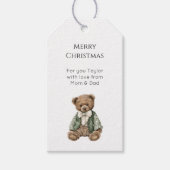 Rustic Brown Teddy Bear Green Plaid Christmas  Geschenkanhänger (Vorderseite)