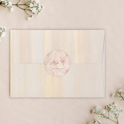 Rustic Brown Terracotta Script Monogram Wedding Runder Aufkleber