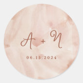 Rustic Brown Terracotta Script Monogram Wedding Runder Aufkleber (Vorderseite)