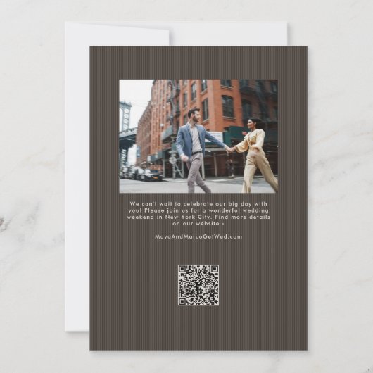 Rustic brown trendy script simple wedding save the date (Rückseite)