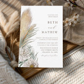 Rustic Brown Typography Pampas Wedding Einladung