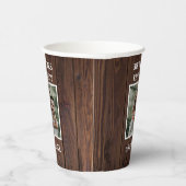 Rustic Brown Wood Custom Foto MR & MRS. Wedding Pappbecher (Rechts)