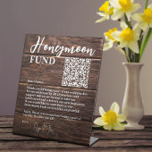 Rustic Brown Wood Elegant QR Code Honeymoon Fund Sockelschild