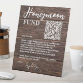 Rustic Brown Wood Elegant QR Code Honeymoon Fund Sockelschild (In Situ)