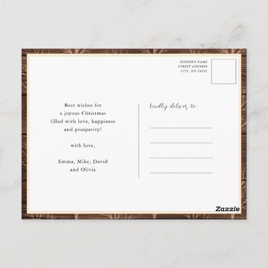 Rustic Brown Wood Elegant Script BLESSED Minimal Postkarte (Rückseite)