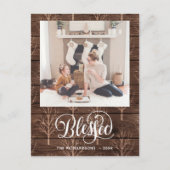 Rustic Brown Wood Elegant Script BLESSED Minimal Postkarte (Vorderseite)