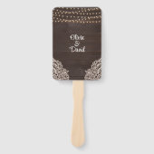 Rustic Brown Wood String Light Wedding Program Fächer (Vorderseite)