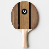 Rustic Brown Wood Stripe Monogrammed Tischtennis Schläger (Vorderseite)
