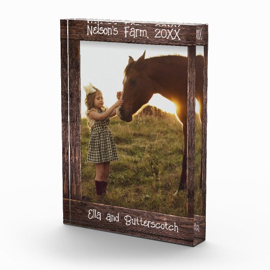 Rustic Brown Wood Text Editable Faux Photo Frame Fotoblock (Rechts)