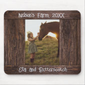 Rustic Brown Wood Text Editable Faux Photo Frame Mousepad (Vorne)