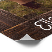Rustic Brown Wood Text Editable Faux Photo Frame Poster (Ecke)