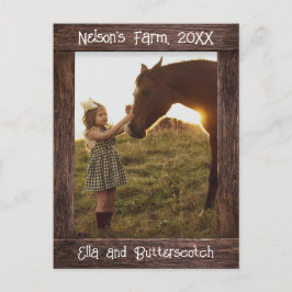 Rustic Brown Wood Text Editable Faux Photo Frame Postkarte