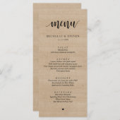 Rustic Brown Wood Wedding Elopement Dinner Menükarte (Vorne/Hinten)