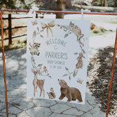Rustic Brown Woodland Baby Shower Welcome Sign Fotodruck