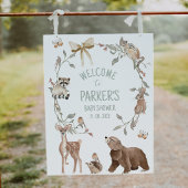 Rustic Brown Woodland Baby Shower Welcome Sign Fotodruck