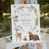 Rustic Brown Woodland Baby Shower Welcome Sign Fotodruck