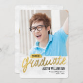 Rustic Brush Graduation Announcement Invitation Einladung (Vorne/Hinten)