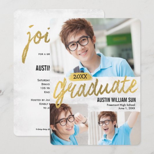 Rustic Brush Graduation Announcement Invitation Einladung (Vorne/Hinten)