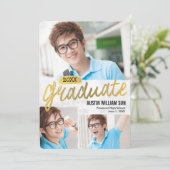 Rustic Brush Graduation Announcement Invitation Einladung (Stehend Vorderseite)