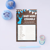 Rustic Buck Blue Boy Baby Dusche WORD SCRAMBLE Flyer (Einzeln)