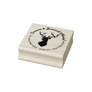 Rustic Buck Deer Head Familienname Gummistempel