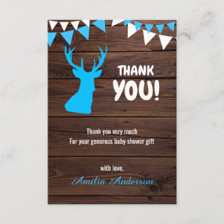 Rustic Buck Thema Junge DANK DANK DU Baby Dusche Dankeskarte