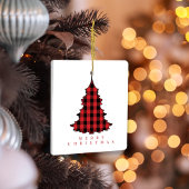 Rustic Buffalo Check Merry Christmas Custom Keramikornament