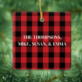 Rustic Buffalo Check Merry Christmas Custom Keramikornament