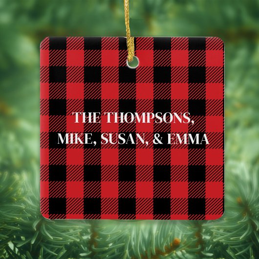Rustic Buffalo Check Merry Christmas Custom Keramikornament